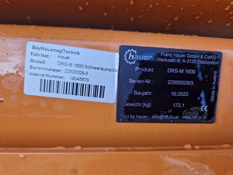 Hauer DRS-M 1600 Schneeräumschild